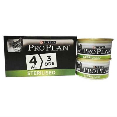 Pro plan Sterilised Somonlu Yetişkin Kedi Konservesi 85 gr (4 AL 3 ÖDE) - 1
