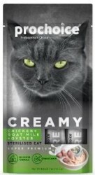Prochoice Creamy Tavuklu ve Keçi Sütlü Sıvı Krema Kısırlaştırılmış Kedi Ödülü 4 X 15 gr - Prochoice