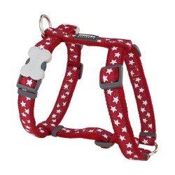 RedDingo Kırmızı Üzerine Beyaz Yıldızlı Köpek Göğüs Tasması 20 mm M - RedDingo