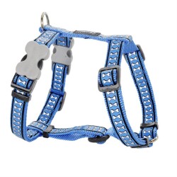 RedDingo Köpek Göğüs Tasması Reflektörlü Kemik Desenli Mavi 15 mm - RedDingo