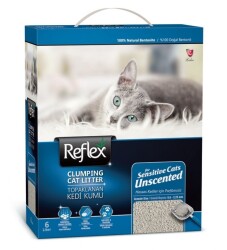 Reflex Hassas Kediler için Parfümsüz Topaklaşan Bentonit Kedi Kumu 6 lt - Reflex