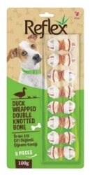 Reflex Ördek Eti Sargılı Çift Düğümlü Köpek Çiğneme Kemiği 100 gr 8'li - Reflex