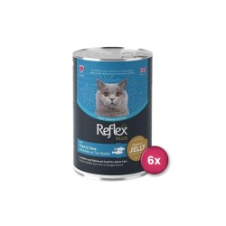 Reflex Plus Jöle İçinde Et Parçacıklı Alabalıklı ve Ton Balıklı Yetişkin Kedi Konservesi 400 Gr X 6 Adet - Reflex Plus
