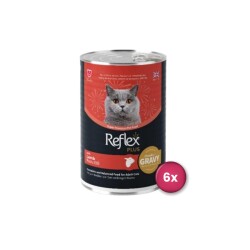 Reflex Plus Sos İçinde Et Parçacıklı Kuzulu Yetişkin Kedi Konservesi 400 Gr X 6 Adet - Reflex Plus
