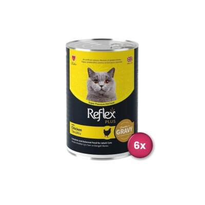 Reflex Plus Sos İçinde Et Parçacıklı Tavuklu Yetişkin Kedi Konservesi 400 Gr X 6 Adet - 1