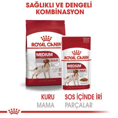 Royal Canin Medium Adult Orta Irk Yetişkin Köpekler İçin Parça Etli Yaş Mama 140 gr - 6