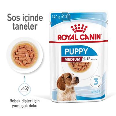 Royal Canin Medium Puppy Orta Irk Yavru Köpekler İçin Parça Etli Konserve Mama 140 gr - 3