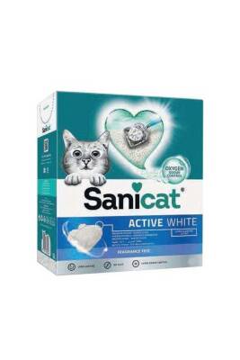 Sanicat Active White Oxygen Control Ultra Oksijen Kontrol Topaklanan Bentonit Kedi Kumu 10 lt - 1