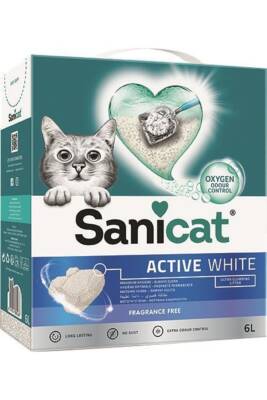 Sanicat Active White Kokusuz Topaklanan Bentonit Kedi Kumu 6 lt - 1