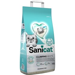 Sanicat Koku Kontrollü Topaklaşan Beyaz Tanecikli Bentonit Kedi Kumu 10 lt - Sanicat