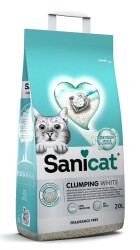 Sanicat Koku Kontrollü Topaklaşan Beyaz Tanecikli Bentonit Kedi Kumu 20 lt - Sanicat