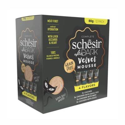 Schesir After Dark Mousse Pouch Et Suyunda Karışık Lezzzetler Yetişkin Kedi Konservesi Paketi 80 Gr x 12 Adet - 1