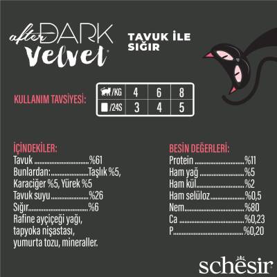 Schesir After Dark Mousse Tavuk ve Sığır Etli Tahılsız Yetişkin Kedi Konservesi 80 Gr - 3