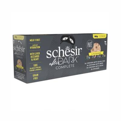 Schesir After Dark Pate Et Suyunda Karışık Lezzetler Yetişkin Kedi Konservesi 80 Gr x 12 Adet - 1