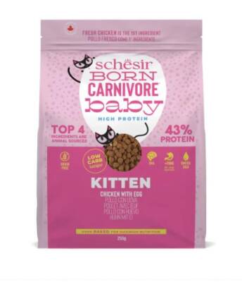 Schesir Baby Born Carnivore Tavuk ve Yumurtalı Yavru Kedi Maması 255 Gr - 1