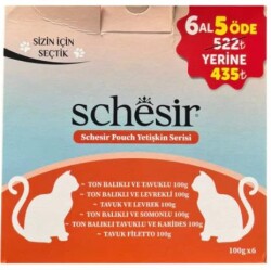 Schesir Pouch Deniz Mahsulleri Serisi Yetişkin Kedi Konservesi 85 gr (6 AL 5 ÖDE) - Schesir