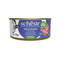 Schesir Jöle İçinde Ton Balığı ve Dana Etli Yetişkin Kedi Konservesi 140 Gr - Schesir