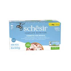 Schesir Tam ve Dengeli Ton Balığı ile Levrekli Jöle İçinde Kedi Konservesi Multipack 6x50 gr - Schesir