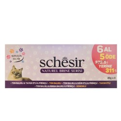 Schesir Nature Pouch Brine Serisi Balıklı ve Tavuklu Yetişkin Kedi Konservesi 85 gr (6 AL 5 ÖDE) - Schesir