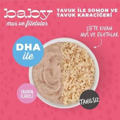 Schesir Parça Tavuklu Somonlu Ciğerli Tahılsız Ezme Yavru Kedi Konservesi 3 x 55 gr - 3