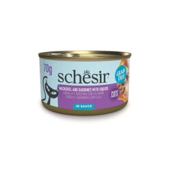 Schesir Sos İçinde Kalamar Uskumru ve Sardalyalı Yetişkin Kedi Konservesi 70 Gr - Schesir