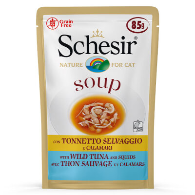 Schesir Soup Ton Balığı ile Kalamar Yetişkin Kedi Pouch 40 Gr 