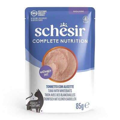Schesir Tam ve Dengeli Ton Balıklı ve Hamsili Mus Yetişkin Kedi Pouch  85 Gr
