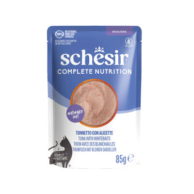 Schesir Tam ve Dengeli Ton Balıklı ve Hamsili Mus Yetişkin Kedi Pouch  85 Gr - 2