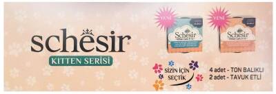Schesir Pouch Tavuk Etli ve Ton Balıklı Yavru Kedi Konserve Maması 85 gr (6 AL 5 ÖDE) - 1
