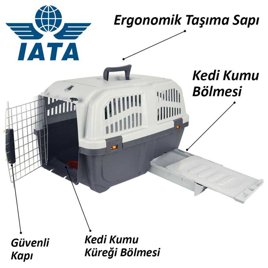 Skudo Lata 3 Tuvaletli Kedi Köpek Seyahat Kafesi 60 cm Kedi Taşıma