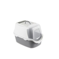 Stefanplast Cathy Easy Clean Gri/Beyaz Kedi Tuvaleti 56x40x40 cm - Stefanplast