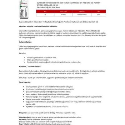 Supravet Büyük Irk Köpek Deri ve Tüy Bakım Yağı; Bit, Pire, Kene Dış Parazit Ense Damlası 20-40 kg (5 ml) - 3