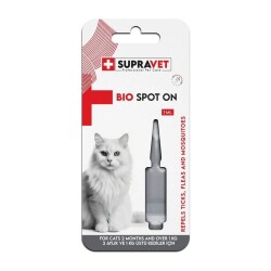 Supravet Kedi Deri ve Tüy Bakım Yağı; Bit, Pire, Kene Dış Parazit Ense Damlası - Supravet