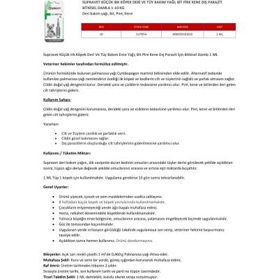 Supravet Küçük Irk Köpek Deri ve Tüy Bakım Yağı; Bit Pire Kene Dış Parazit Ense Damlası 1-10 kg (1 ml) - 3