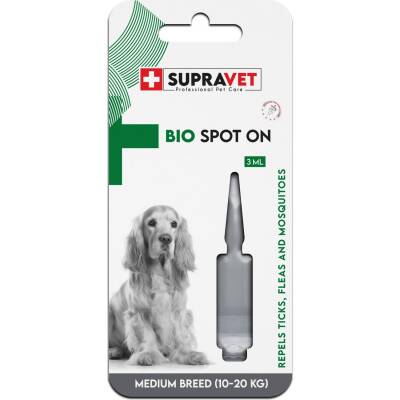 Supravet Orta Irk Köpek Deri ve Tüy Bakım Ense Yağı; Bit Pire Kene Dış Parazit Bitkisel Damla (10-20 kg) 3 ml - 1