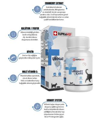 Supravet Urinary Care Kedi ve Köpek İçin İdrar Sağlığı Sistem Destekleyici Tablet (75 Tablet) - 3