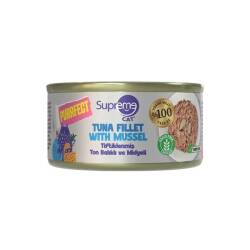 Supreme Cat Purrfect Tiftiklenmiş Ton Balıklı ve Midyeli Yetişkin Kedi Konservesi 70 gr - Supreme