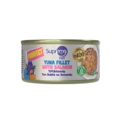 Supreme Cat Purrfect Tiftiklenmiş Ton Balıklı ve Somonlu Yetişkin Kedi Konservesi 70 gr - Supreme
