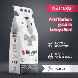 Toi Moi Aktif Karbonlu İnce Taneli Topaklanan Bentonit Kedi Kumu 10 kg X 2 Adet - 2