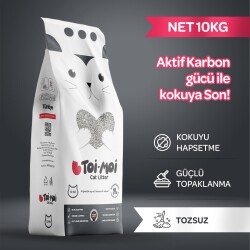 Toi Moi Aktif Karbonlu İnce Taneli Topaklanan Bentonit Kedi Kumu 10 kg - 2