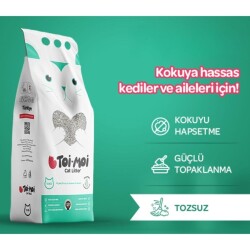 Toi Moi Kokusuz İnce Taneli Topaklanan Bentonit Kedi Kumu 10 kg - 2