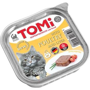 Tomi Pate Kümes Hayvanı ve Ciğerli Kedi Yetişkin Konservesi 100 gr - 1