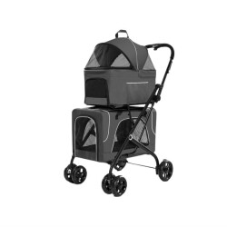 Tommy Çift Katlı Evcil Hayvan Arabası Gri 66x50x98 Cm Max 30 Kg - Tommy