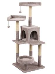 Tommy Çok Katlı Lüks Bej Kedi Tırmalama Evi 45x45x121 - Tommy