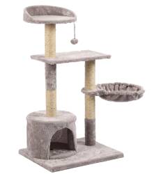 Tommy Çok Katlı Lüks Gri Kedi Tırmalama Evi 46x46x116 - Tommy