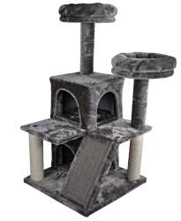 Tommy Çok Katlı Lüks Gri Kedi Tırmalama Evi 50x50x116 - Tommy