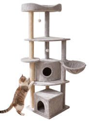 Tommy Çok Katlı Lüks Gri Kedi Tırmalama Evi 50x50x158 - Tommy