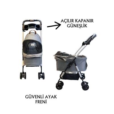 Tommy Evcil Hayvan Arabası 65x45x95cm Gri Max 15kg - 2