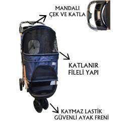 Tommy Evcil Hayvan Arabası 87x50x107cm Lacivert Max 20 Kg - Tommy