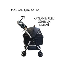 Tommy Evcil Hayvan Arabası 65x45x95cm Siyah Max 15 Kg - 3